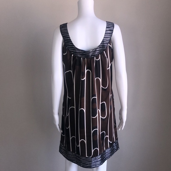 MAX SPORT Sleeveless Brown & White Retro Print Dress - M - Picture 6 of 7